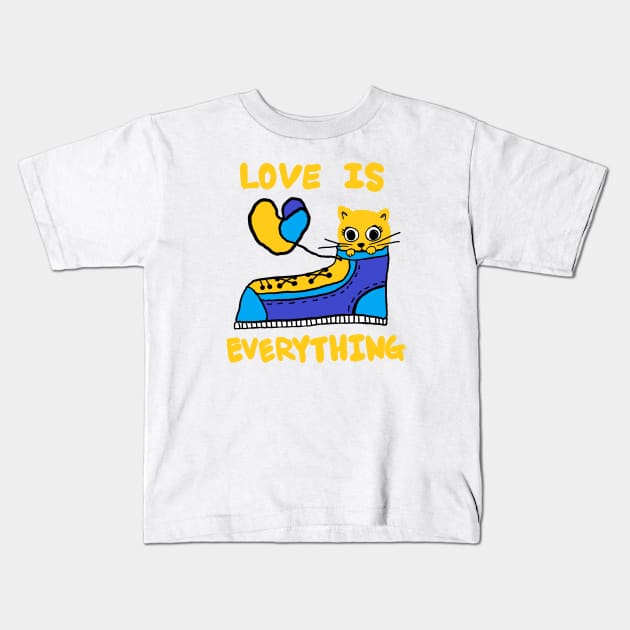 love is everything, lovely cat Kids T-Shirt by zzzozzo